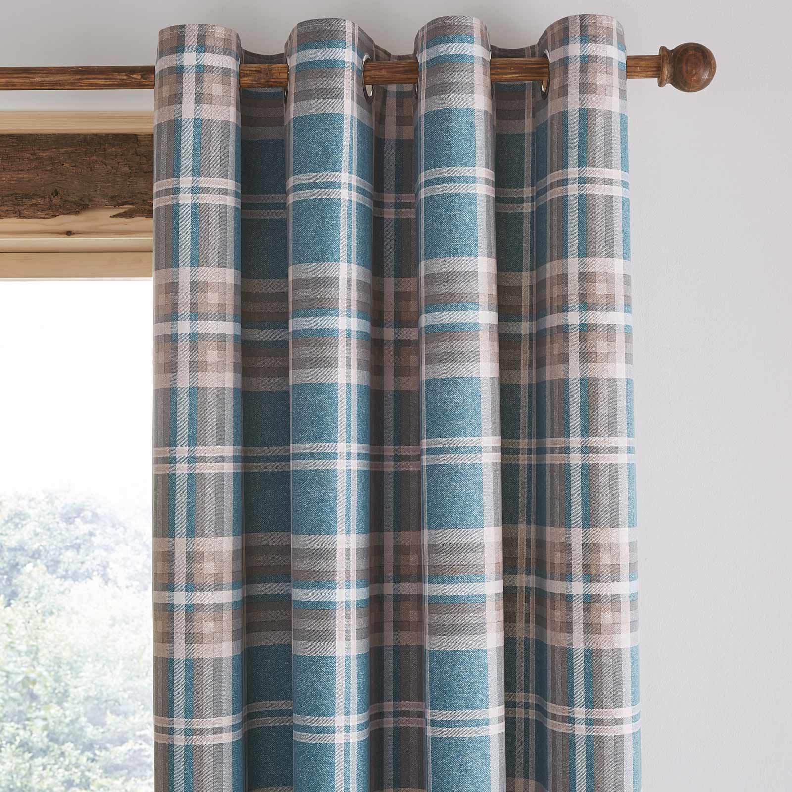 Tweed Woven Check Eyelet Curtains – Ideal