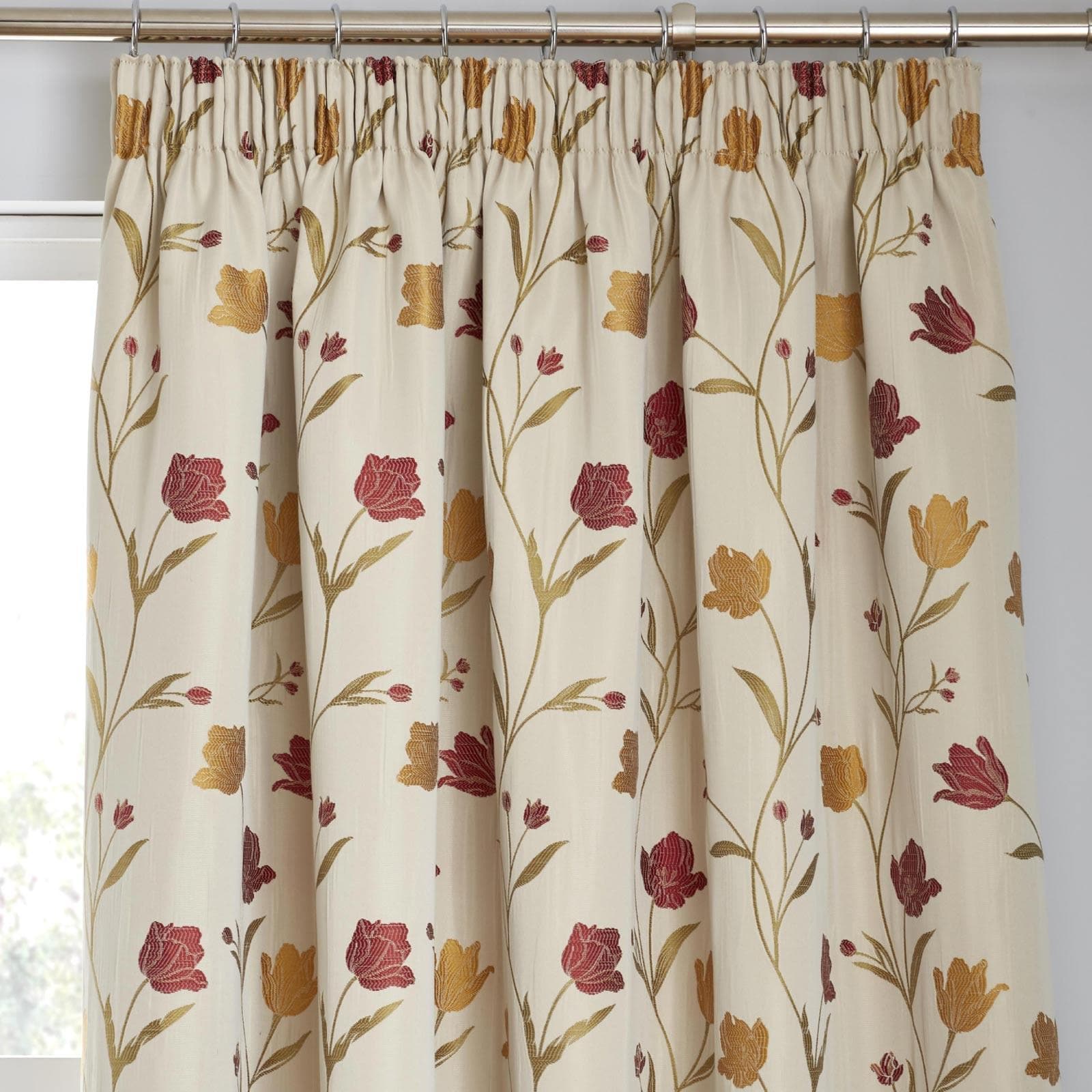 Juliette Floral Tape Top Curtains Natural – Ideal