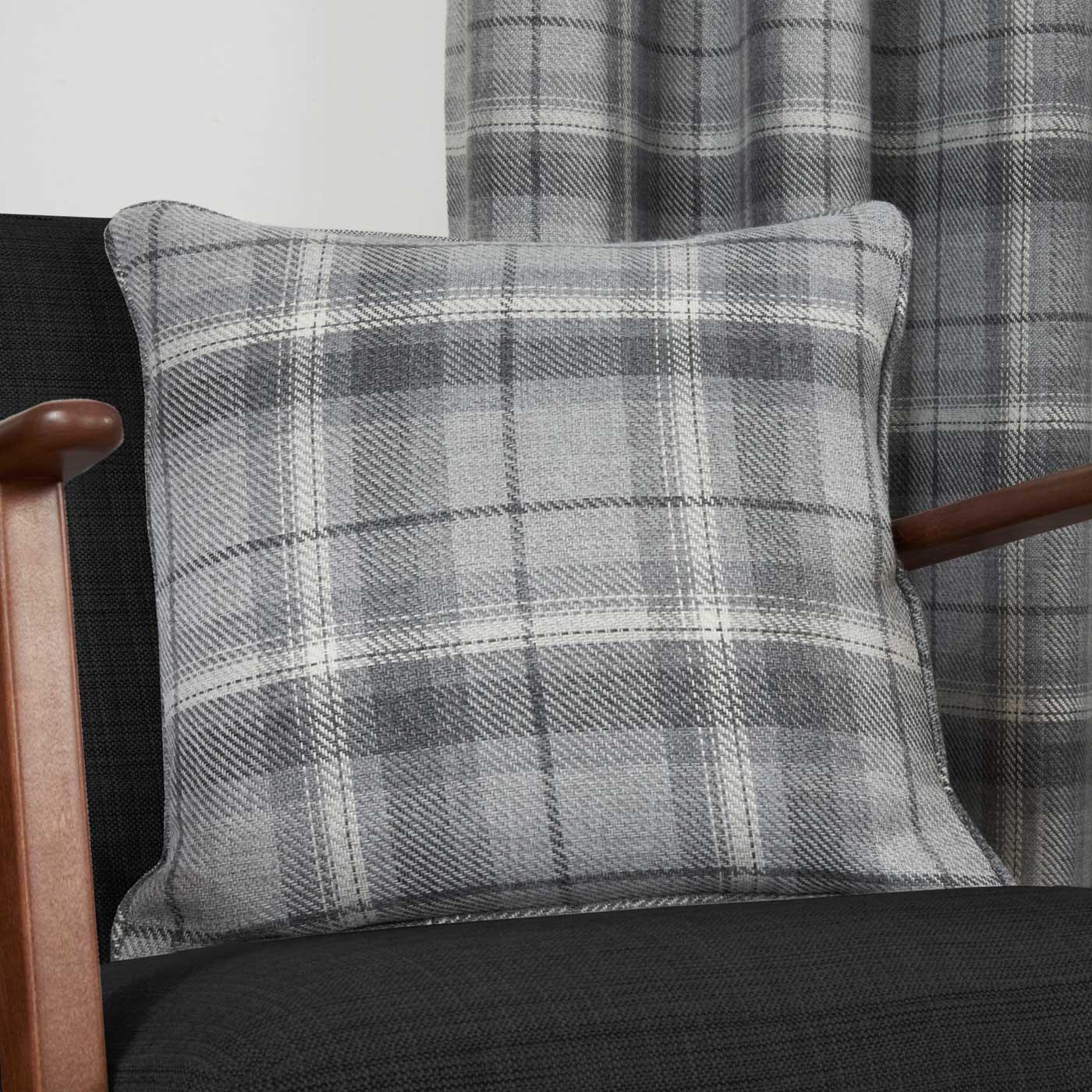 Grey sales tartan pillows