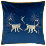 Dusk Monkey Embroidered Velvet Cushion Cover 20" x 20" (50cm x 50cm)