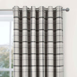 Hudson Woven Check Eyelet Curtains Grey