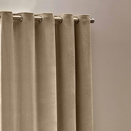 Heavy Chenille Room Darkening Eyelet Curtains Natural