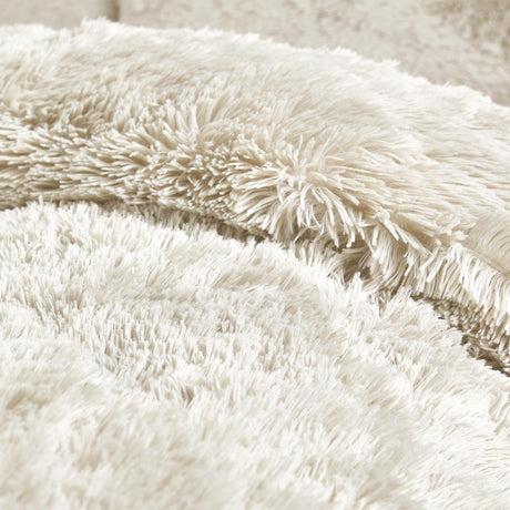 Cuddly Faux Fur Cream Duvet Cover Set