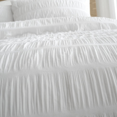 Seersucker White Duvet Cover Set