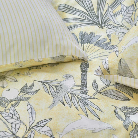 Colony Palm Botanical Yellow Duvet Cover Set