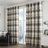 Balmoral Check Eyelet Curtains Slate