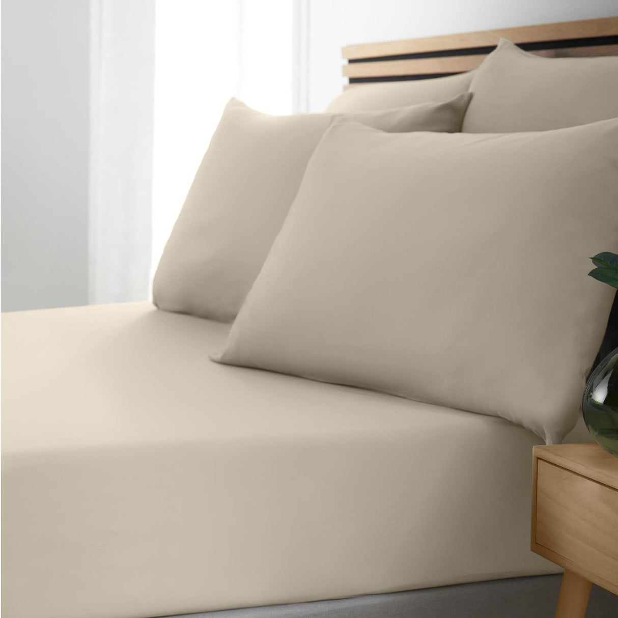 So Soft Easy Iron Fitted Sheet Natural