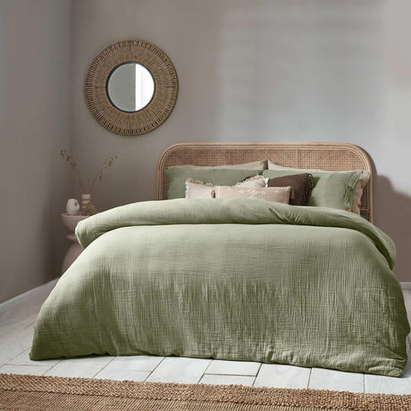 Lark Cotton Muslin Eucalyptus Duvet Cover Set