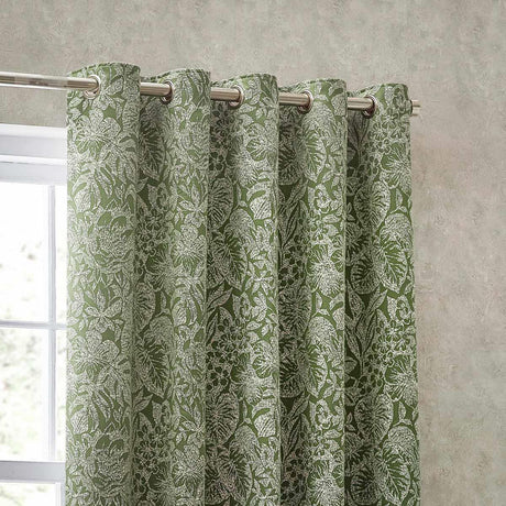 Bali Jacquard Leaf Eyelet Curtains Olive