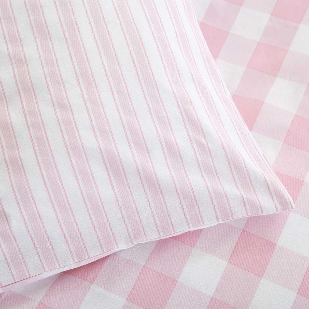 Check and Stripe Duvet Cover Set Pink