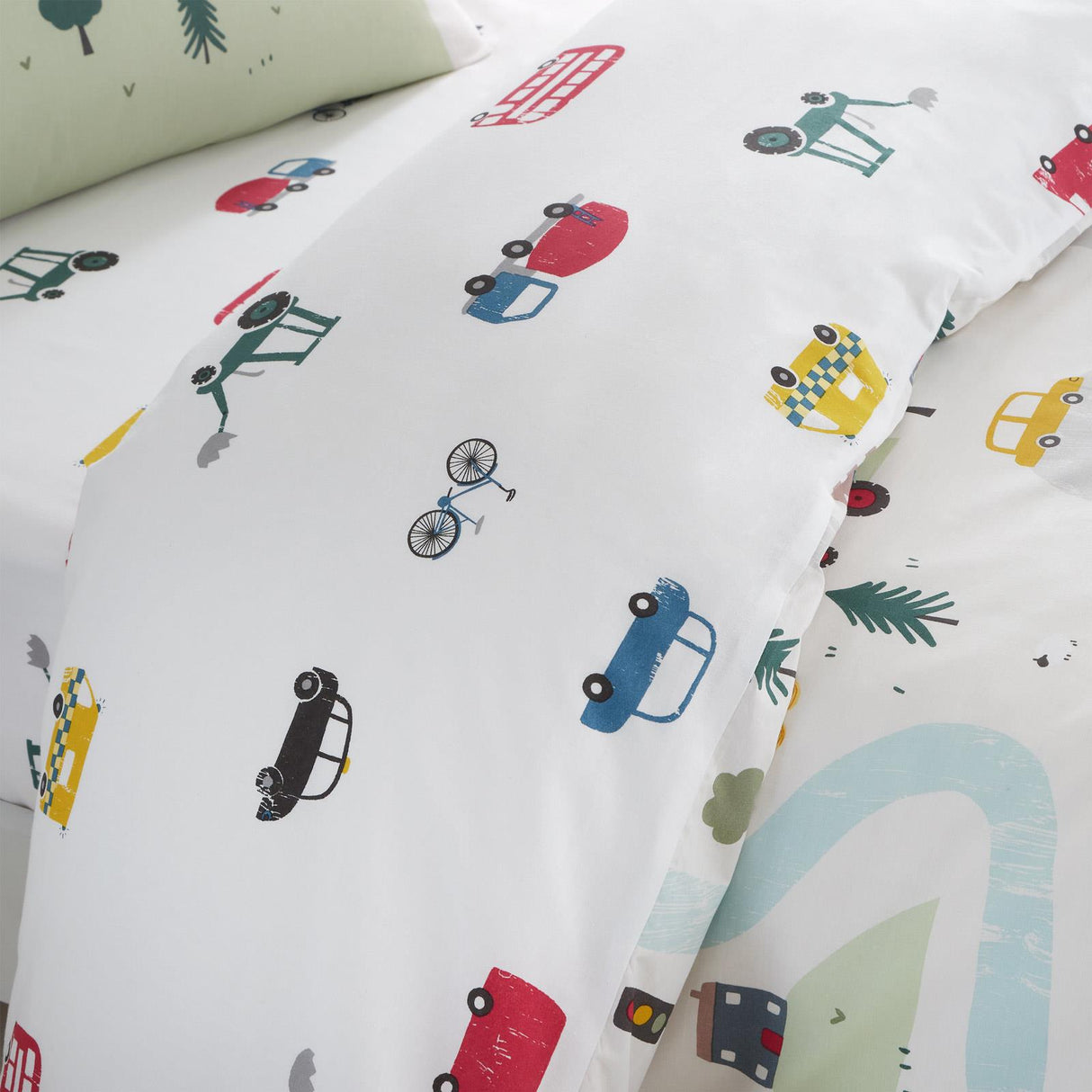 Transport 100% Cotton Reversible Duvet Cover Set