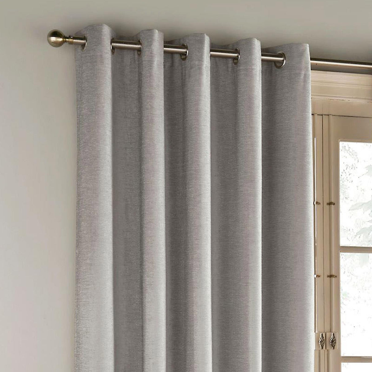 Savoy Chenille Blackout Eyelet Door Curtain Grey