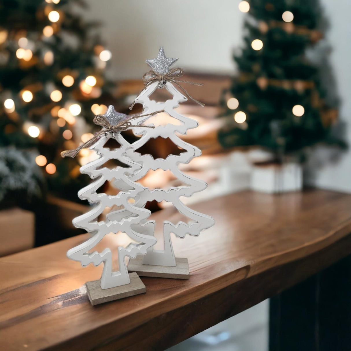 Tall White Wooden Christmas Tree