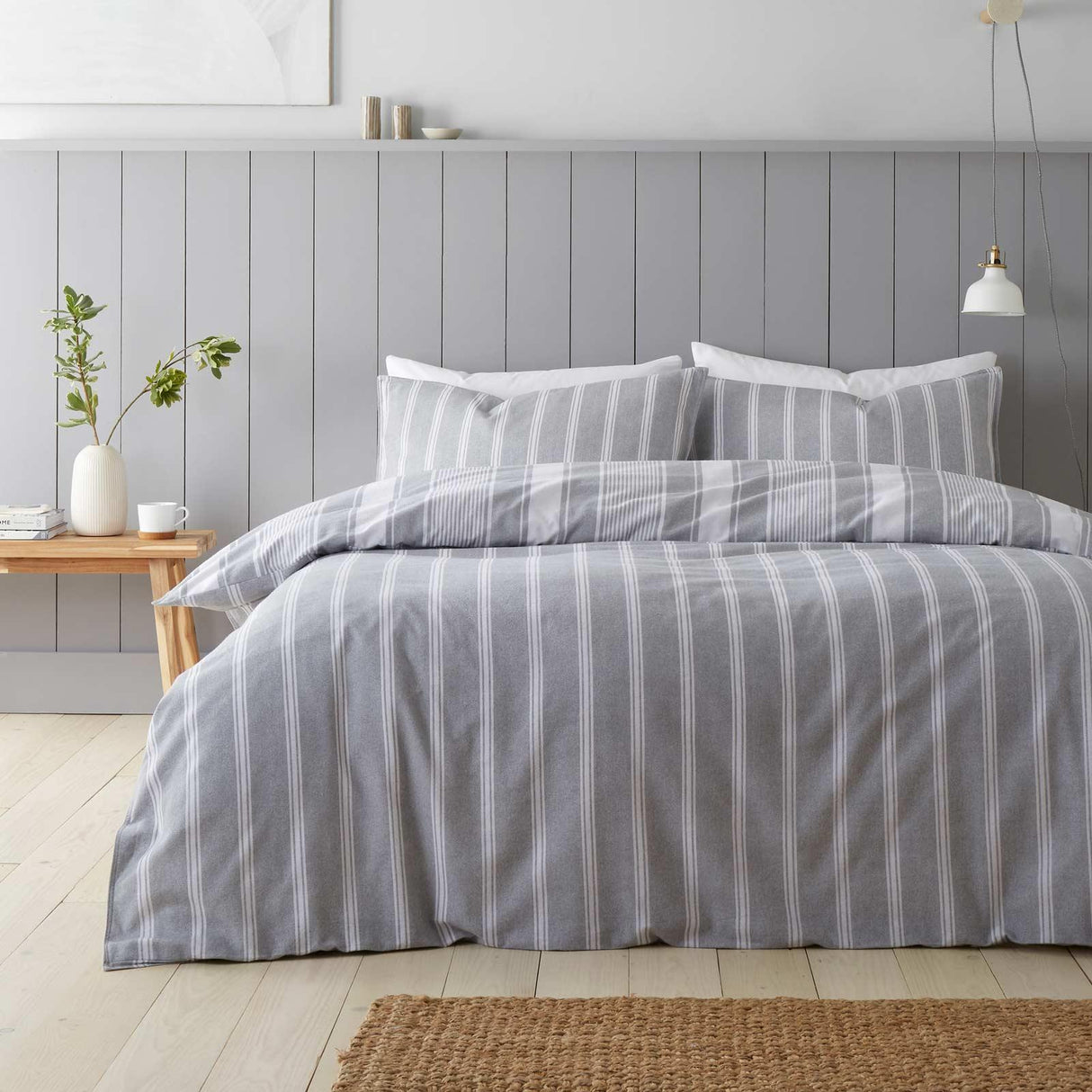 Brushed Ticking Stripe Duvet Cover Set