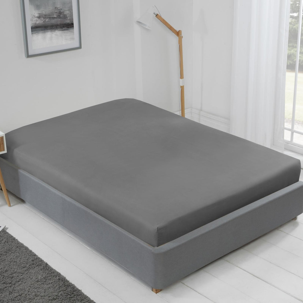 Lyla Microfibre Grey Fitted Sheet