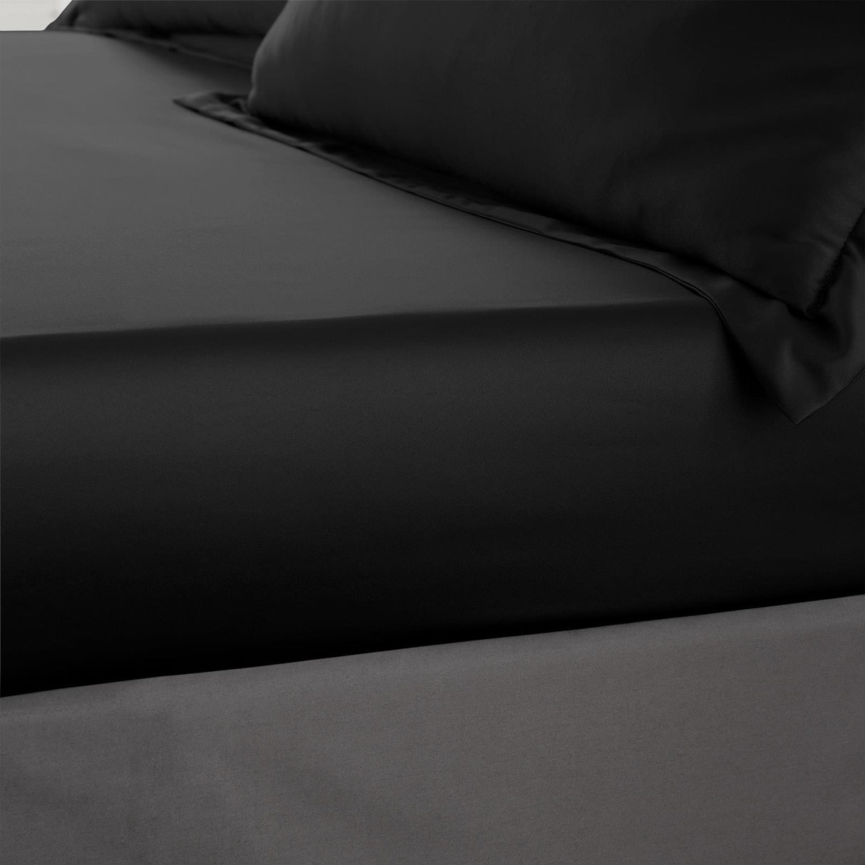 Silky Soft Satin Fitted Sheet Black