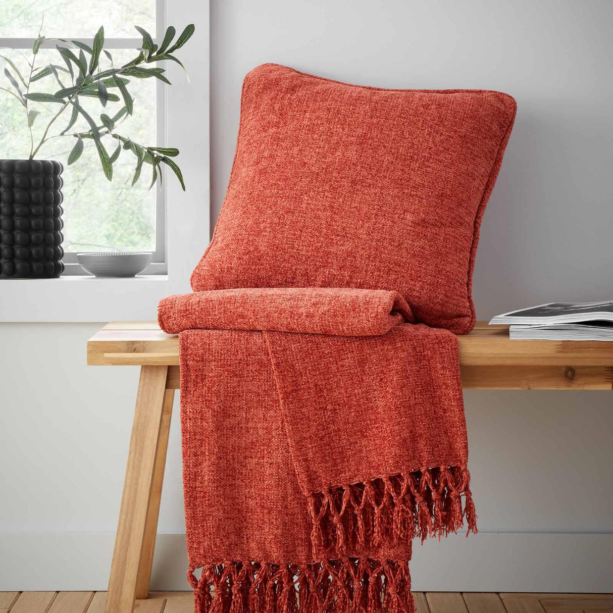 Wilson Plain Chenille Cushion 18" x 18" (45cm x 45cm)