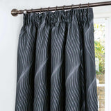 Zen Metallic Tape Top Curtains Charcoal