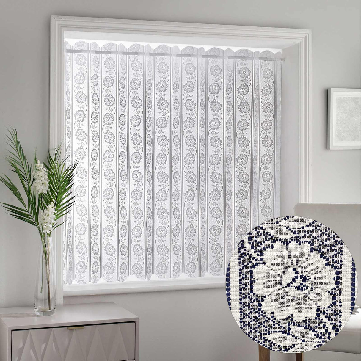 Milan Lace Louvre Blind White