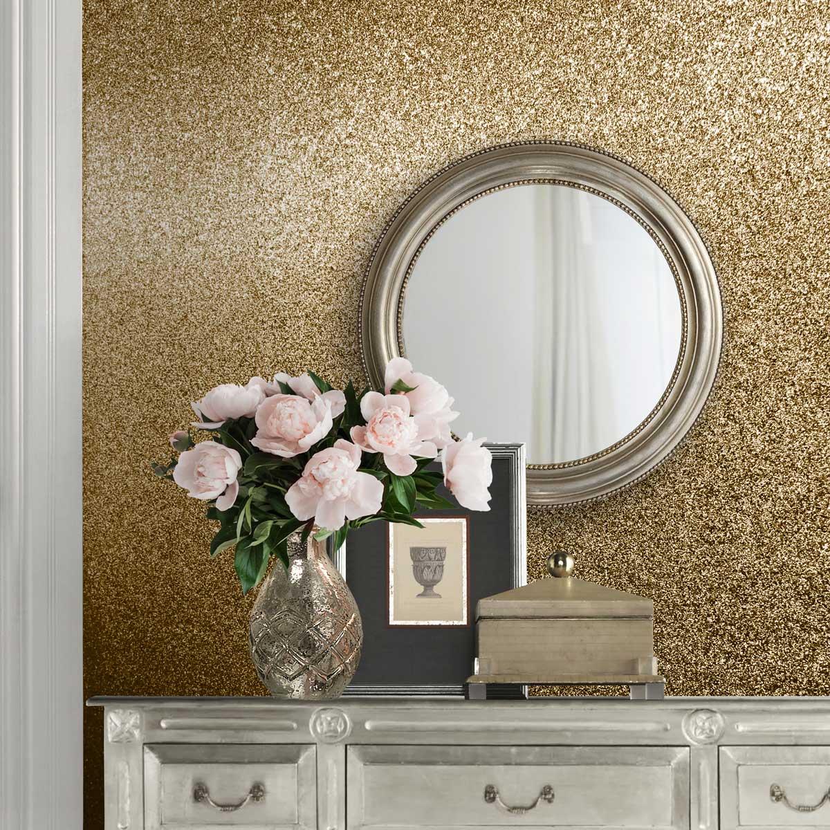 Glitter Texture Wallpaper Gold