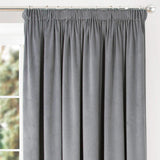 Montreal Soft Velour Tape Top Curtains Soft Grey