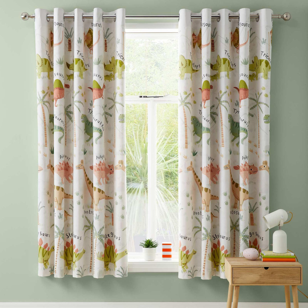 Sleepy Dino Eyelet Curtains