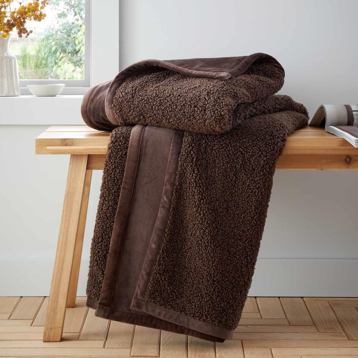 So Soft Velvet Bouclé Throw Chocolate