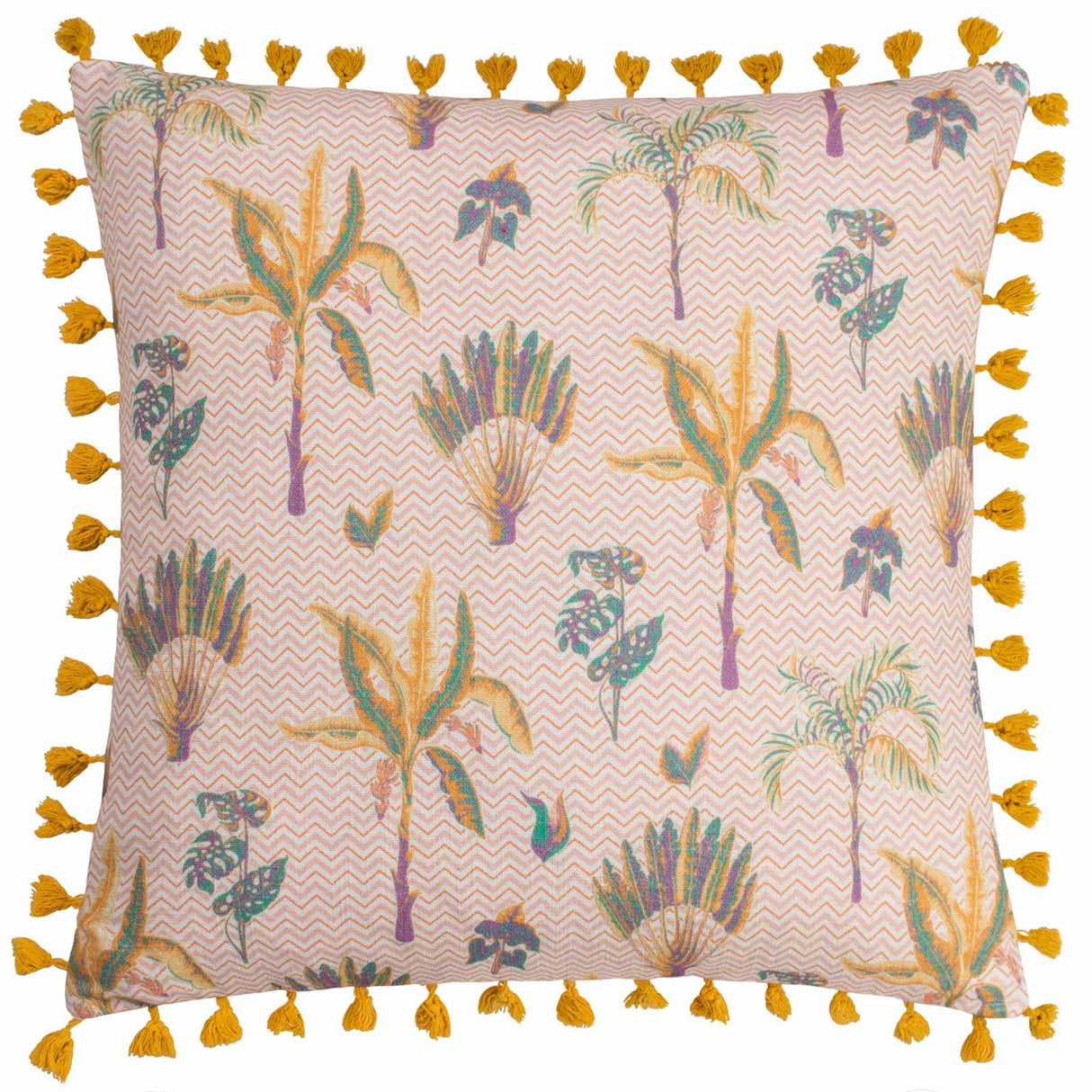 Chamae Floral Tasselled Cushion Cover 20" x 20" (50cm x 50cm)