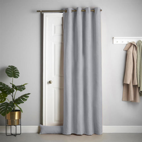 Velvet Chenille Eyelet Door Curtain Silver