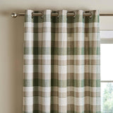 Brushed Cotton Thermal Check Eyelet Curtains Green