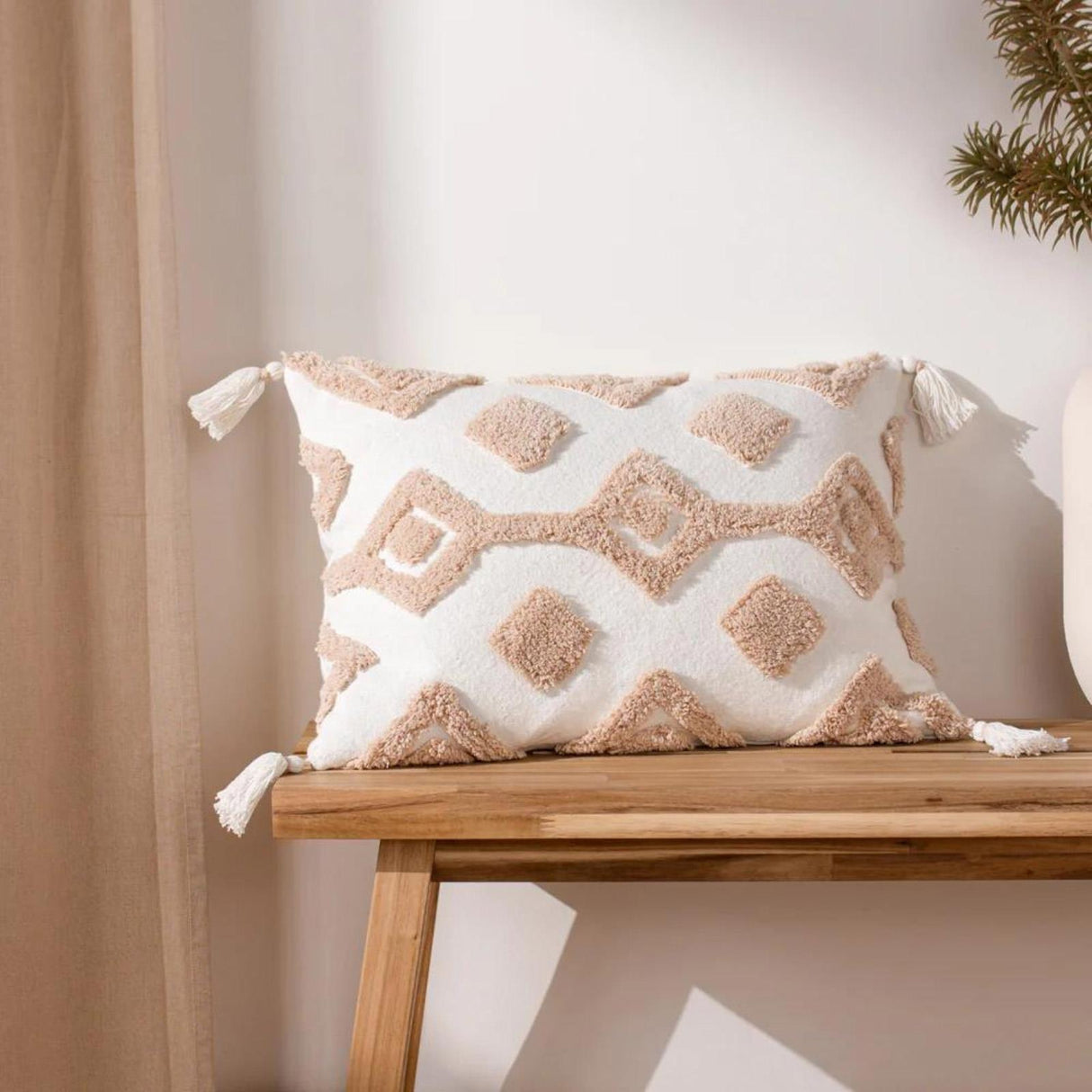 Dharma Tufted Tasselled Cushion Cover 14" x 20" (35cm x 50cm)