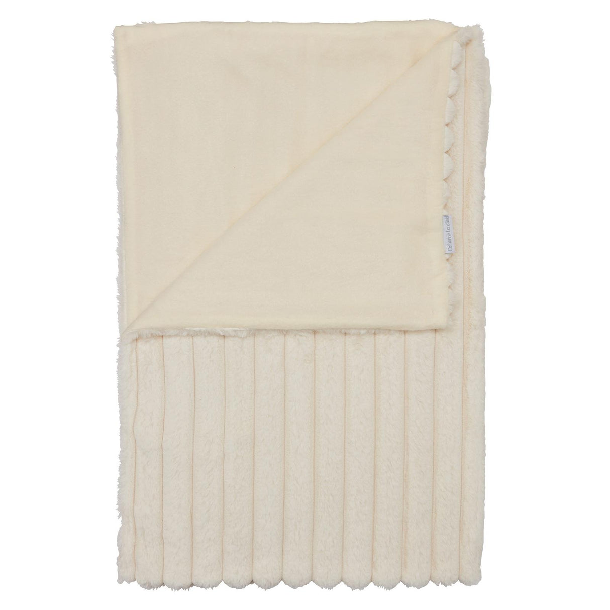 Cosy Ribbed Faux Fur Throw Cream