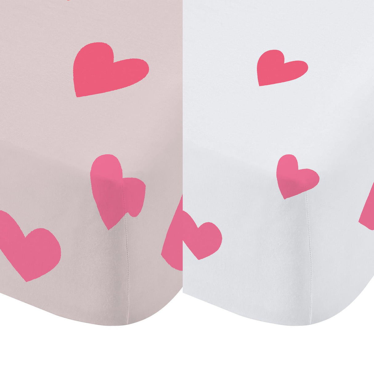 Hearts & Stripes Fitted Sheet Twin Pack