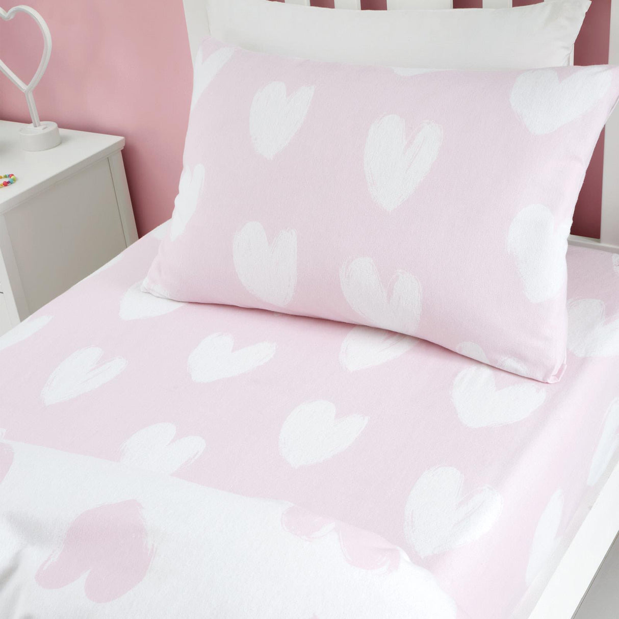 Brushed Hearts Fitted Sheet