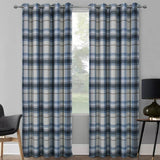 Warrington Check Blackout Eyelet Curtains Navy