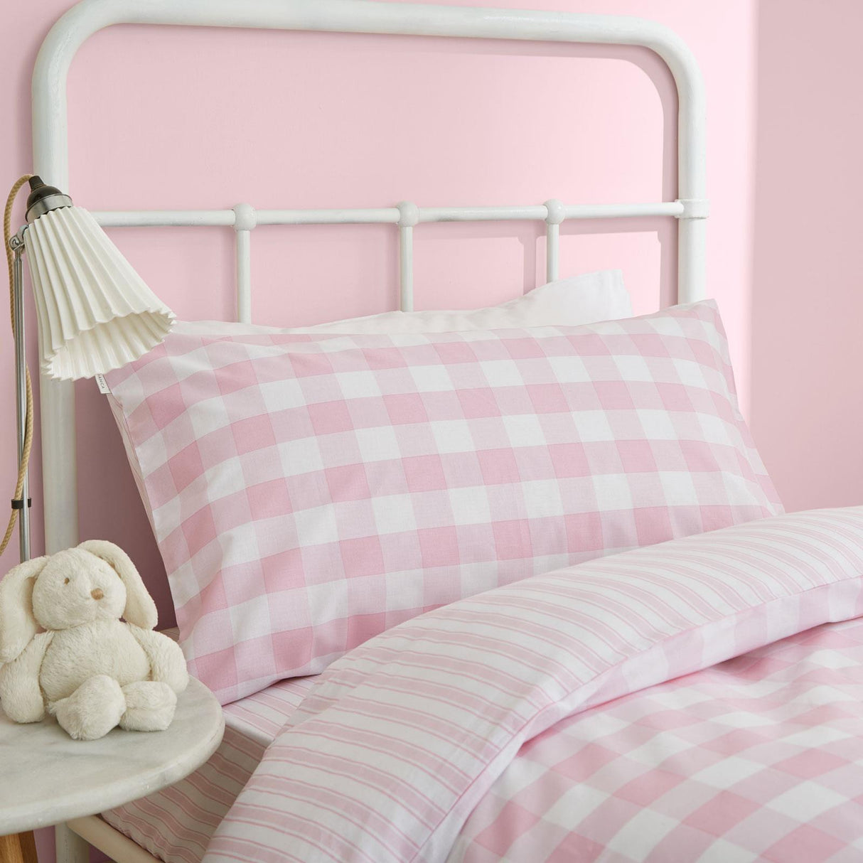 Check and Stripe Duvet Cover Set Pink