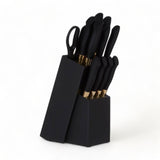 11 Piece Black + Gold Knife Block Set