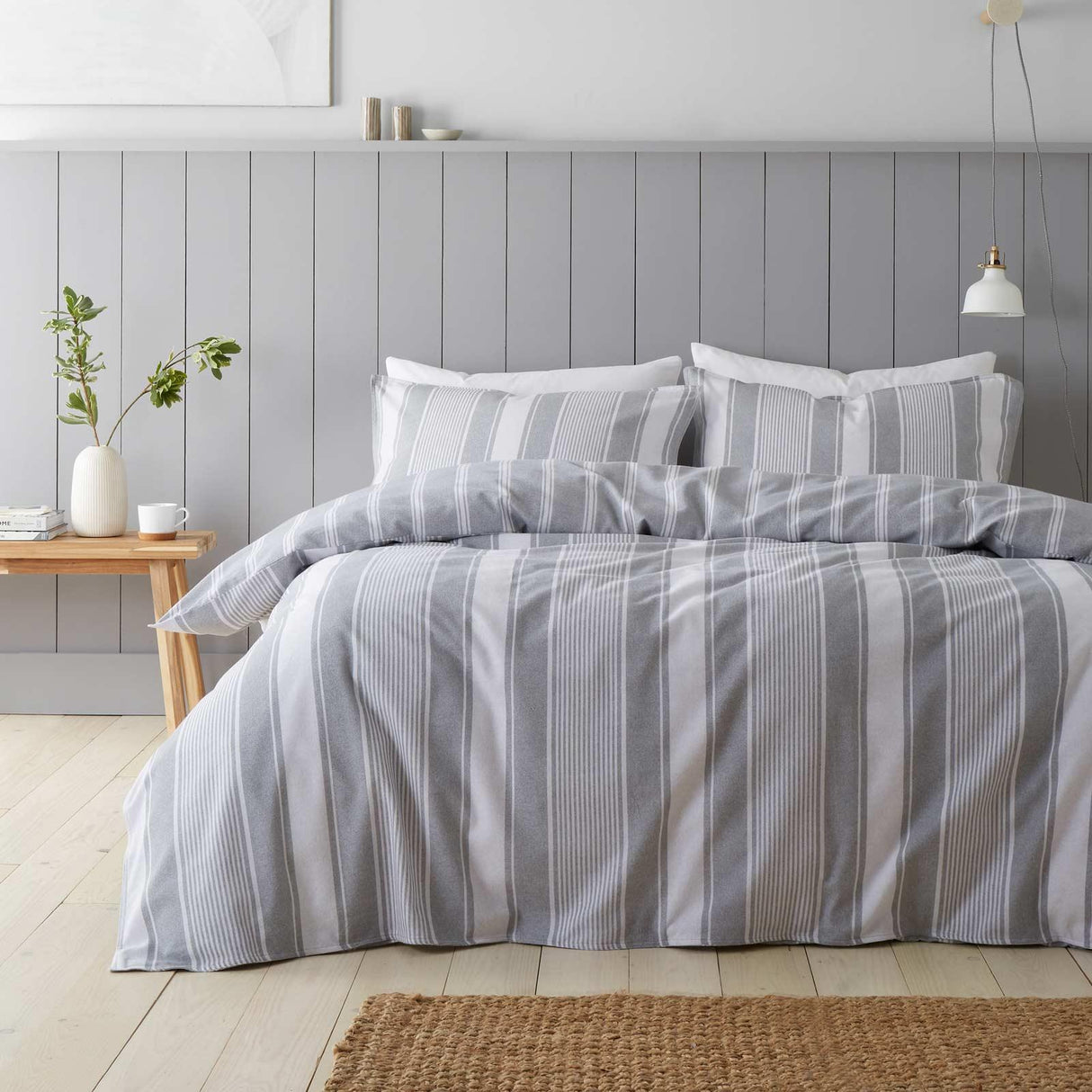 Brushed Ticking Stripe Duvet Cover Set