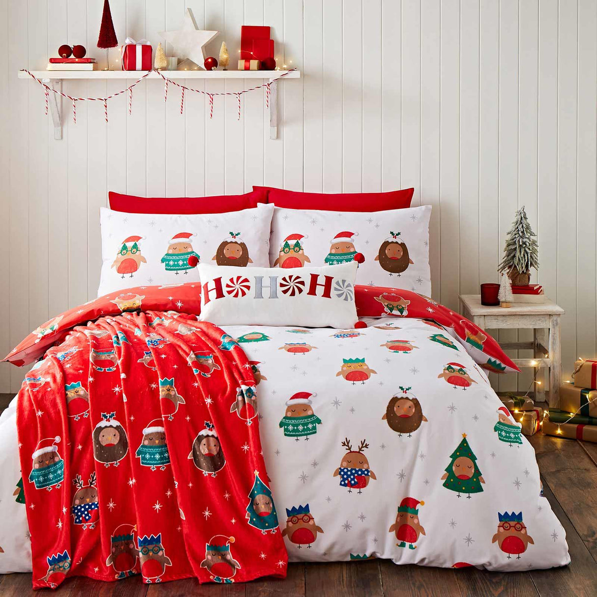 Christmas Party Robins Duvet Cover Set