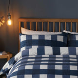 Seersucker Gingham Brushed Navy Duvet Cover Set