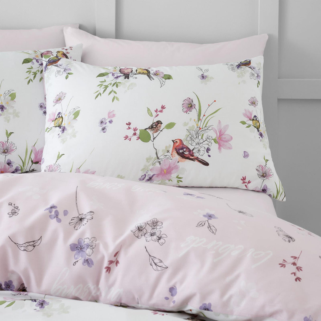 Songbird Duvet Cover Set Pink