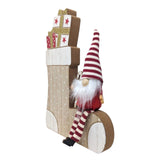 Candy Cane Gonk Wooden Stocking