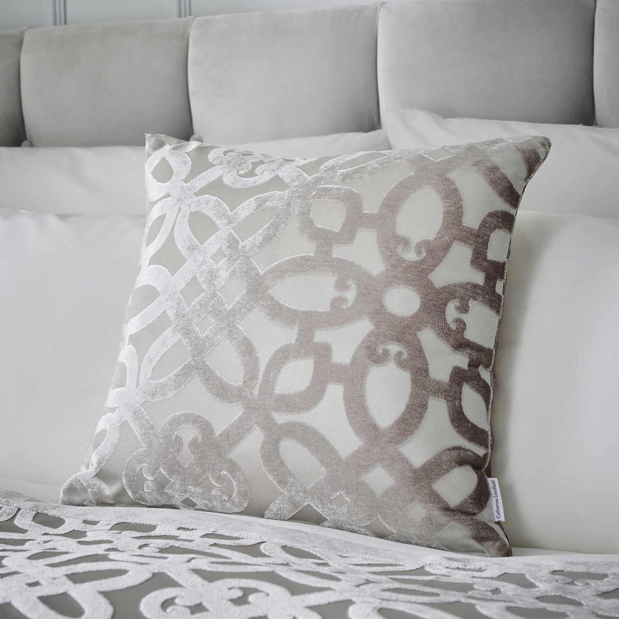 Lattice Cut Velvet Cushion