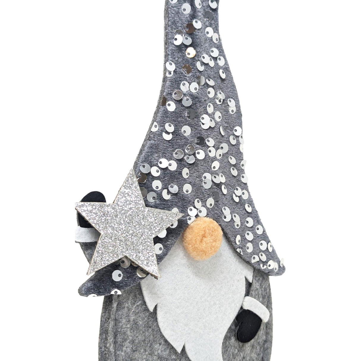 Grey Sequin Gonk Decoration