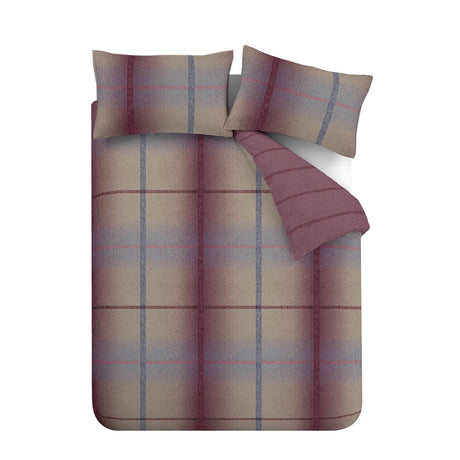 Brushed Melrose Tweed Check Plum Duvet Cover Set