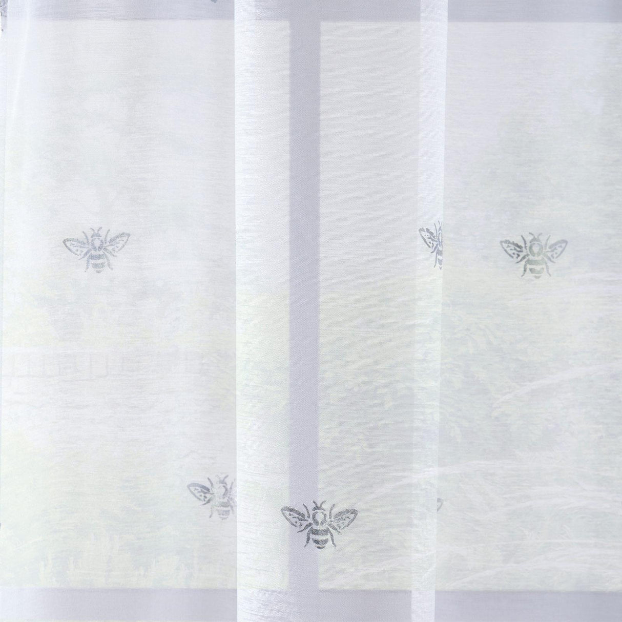 Bee Metallic Voile Panel White 55" x 48"