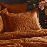 Palmeria Quilted Velvet Rust Duvet Cover Set