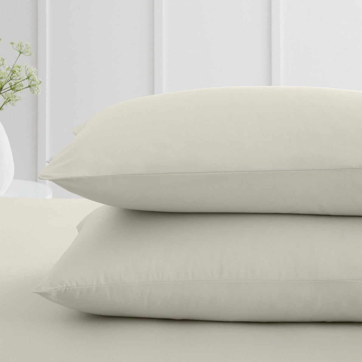 200TC Cotton Percale Pillowcases Natural