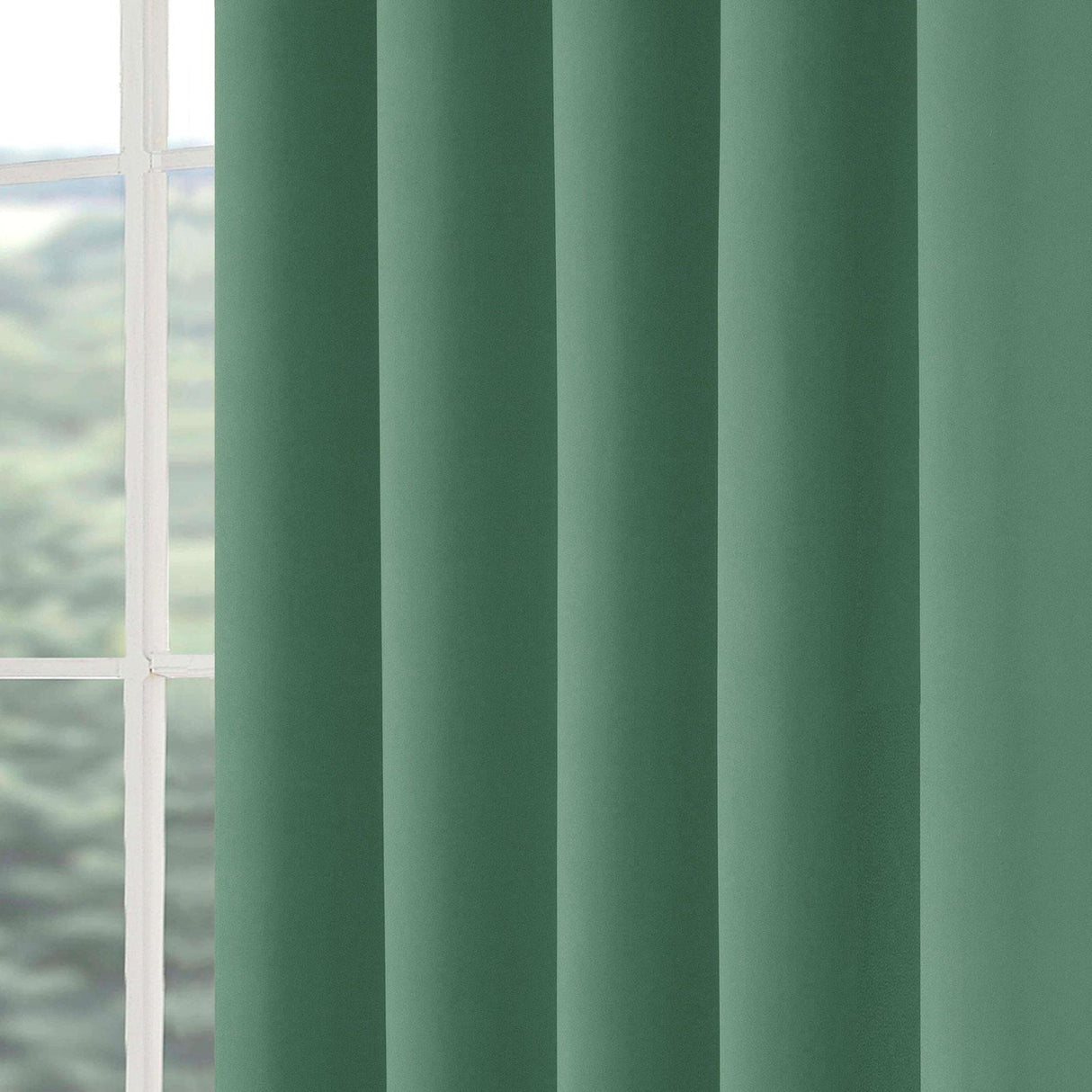 Woven Blackout Tape Top Curtains Green