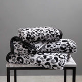 Animal Print Jacquard Towel Black